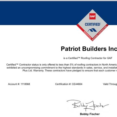 GAF Certified certificate
